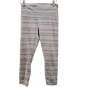 Lululemon High Times Crop Leggings in Cyber Stripe Size 10 Gray White